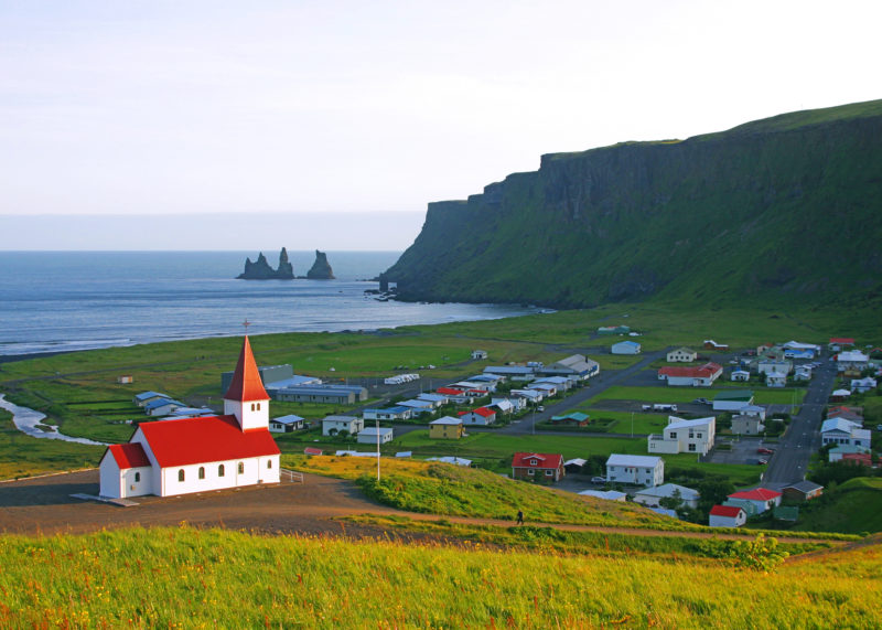 Landscape photograph of the twon of Vik in Iceland